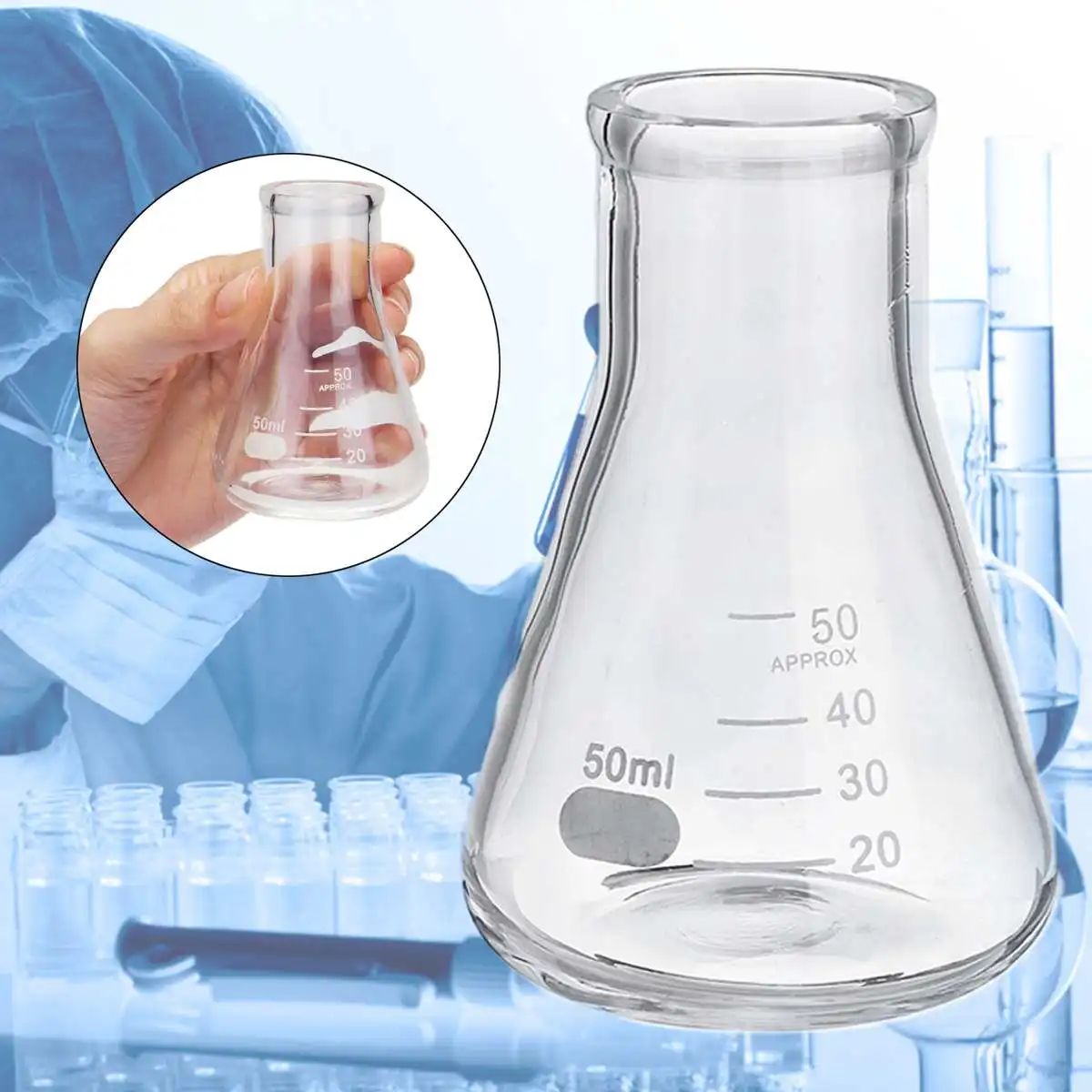 2 шт прозрачная научная стеклянная колба Erlenmeyer лабораторное обучение химические эксперименты сосуды стеклянная посуда лабораторное оборудование