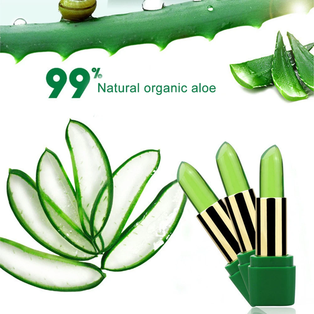 

Pure Natural 99% Aloe Vera Gel Temperature Change Color Jelly Lipstick Long Lasting Moistourizing Nutritious Lip Balm TSLM2