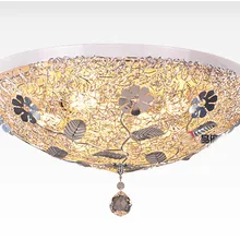 Роскошный 2" кристалл алюминиевый провод Гнездо Потолочный светильник Серебряный алюминиевый цветок лист гостиная потолочный светильник