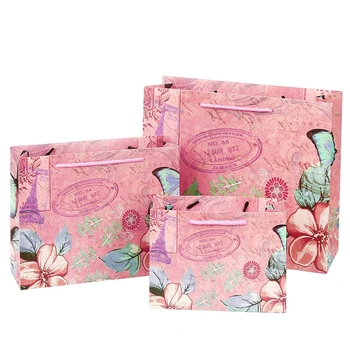 

20pcs Multifunction Gift Bag for Birthday/Baby Shower Pink Paper Bag with Handle Wedding Party Bag Fashionable clothes Bags