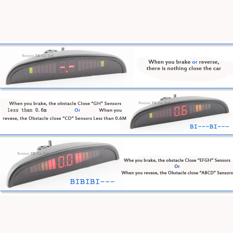 Koorinwoo detector de coches sensor de estacionamiento automático 8 radares delanteros y traseros Monitor LCD automóviles sensores Parktronic asistencia de estacionamiento