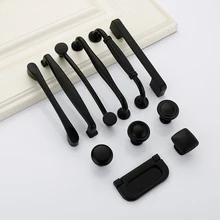 American Style Black Cabinet Handles Solid Aluminum Alloy Kitchen Cupboard Pulls Drawer Knobs Furniture Handle Hardware kak fashion black hidden cabinet handles aluminum alloy kitchen cupboard pulls drawer knobs furniture room door handle hardware
