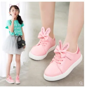 

NEW Girls Sneakers Kids Shoes Children sequined rabbit ears Sport Causal Shoes Girls Princess Bow Tie Outdoor Shoes