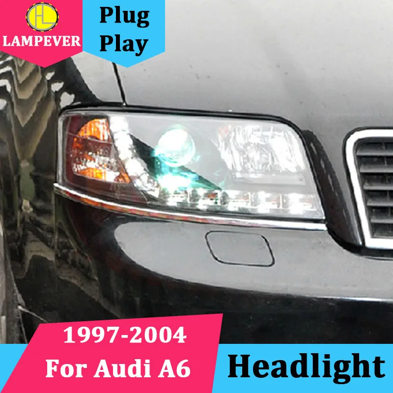 

Lampever Car Styling for Audi A6 Headlights 1997-2004 for Audi A6 LED Headlight DRL Lens Double Beam H7 HID Xenon bi xenon lens
