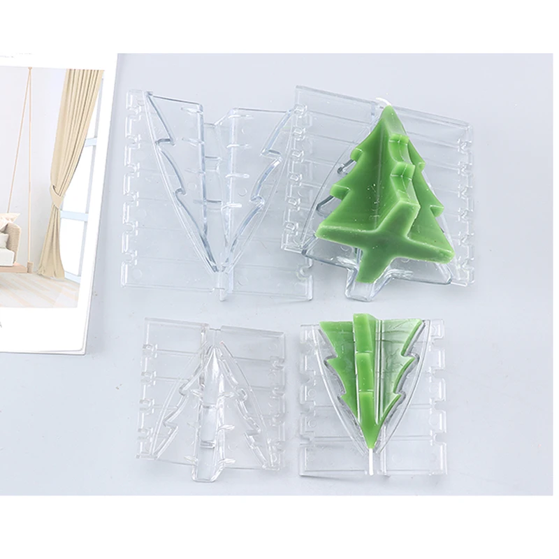 1pcs Cross Shape Christmas Tree Candle Plastic Mould DIY Manual Mold Reusable for candles soap cakes chocolate jelly molds