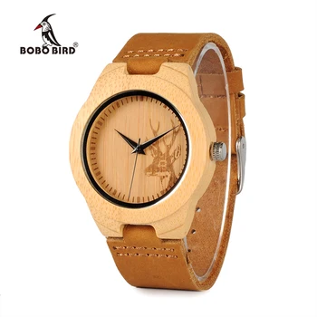 

BOBO BIRD Bamboo Wood Watches Men Women Luxury Brand Leather Band Wooden Wristwatches Accept Logo Drop Shipping W-F29