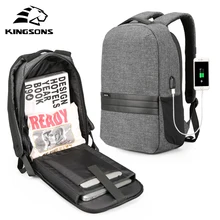 

Kingsons 15.6 inches Men Backpack School Bags in Men's Casual Daypacks for Business Laptop Backpack USB Recharging Travel Bag