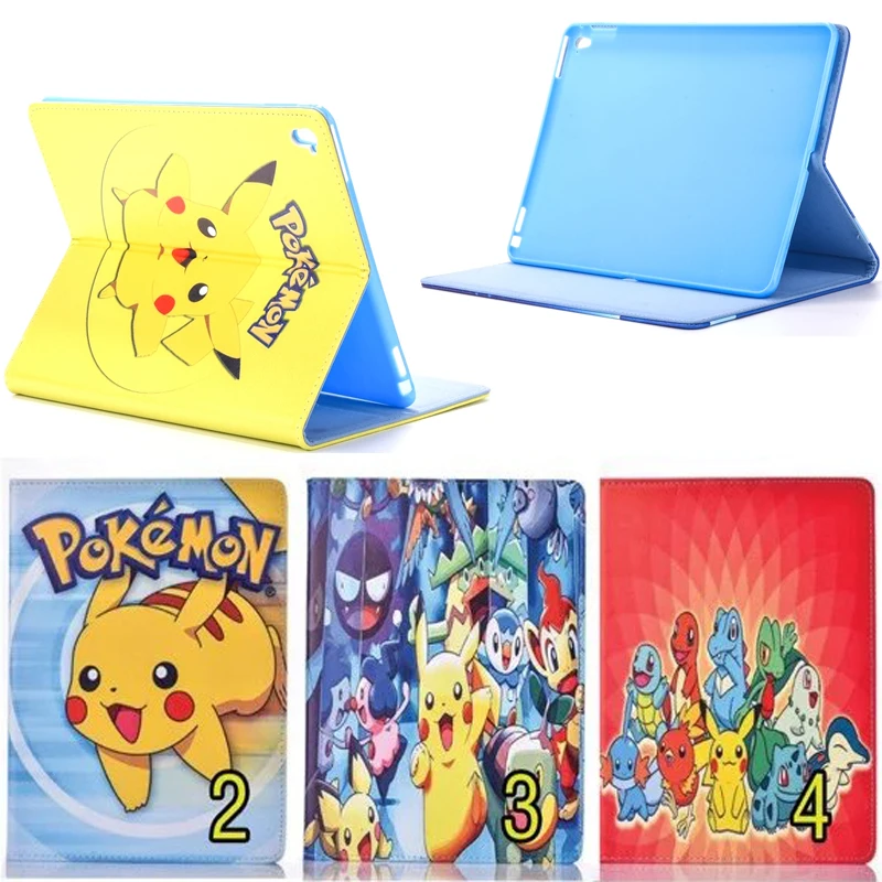 Cartoon mobile game pokemons go pu leather silicon back cover for 9 7
