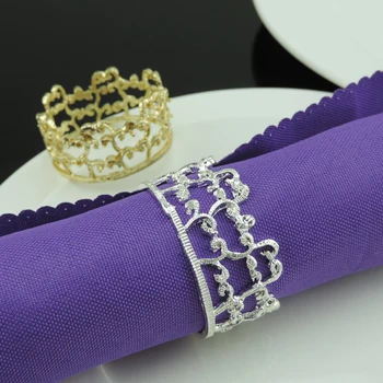 

20pcs Crown Lace Silver/Gold Plated Napkin Ring Serviette Buckle Holder Hotel Wedding Party Favour Decoration
