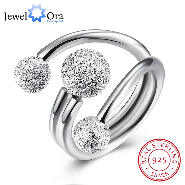 Surround Design Ball Adjustable Ring Solid 925 Sterling Silver Jewelry Women Rin Surround Design Ball Adjustable Ring Solid 925 Sterling Silver Jewelry Women Rin