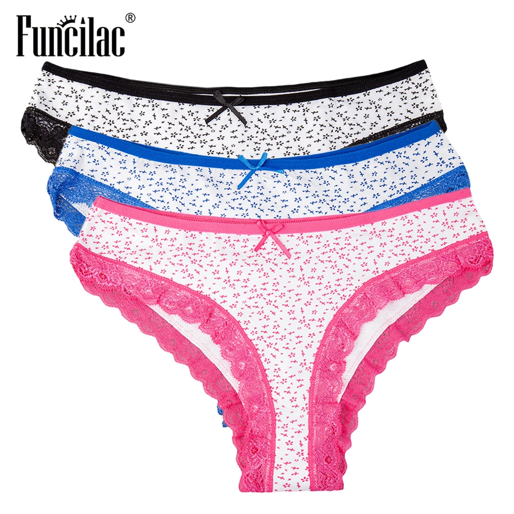 FUNCILAC женское нижнее белье хлопковые трусики для женщин сексуальные кружевные