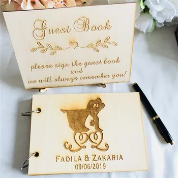 

Romantic Personalized Bride Groom Name Wedding Guest Book Wooden Party Table Signs Wedding Engagement Party Accessory Supplies