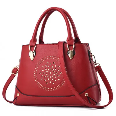 YONGBONG модные открытые сумки женские топовые сумки с заклепками Большие женские сумки волосы мяч сумка на плечо женская сумка-мессенджер - Цвет: Wine Red