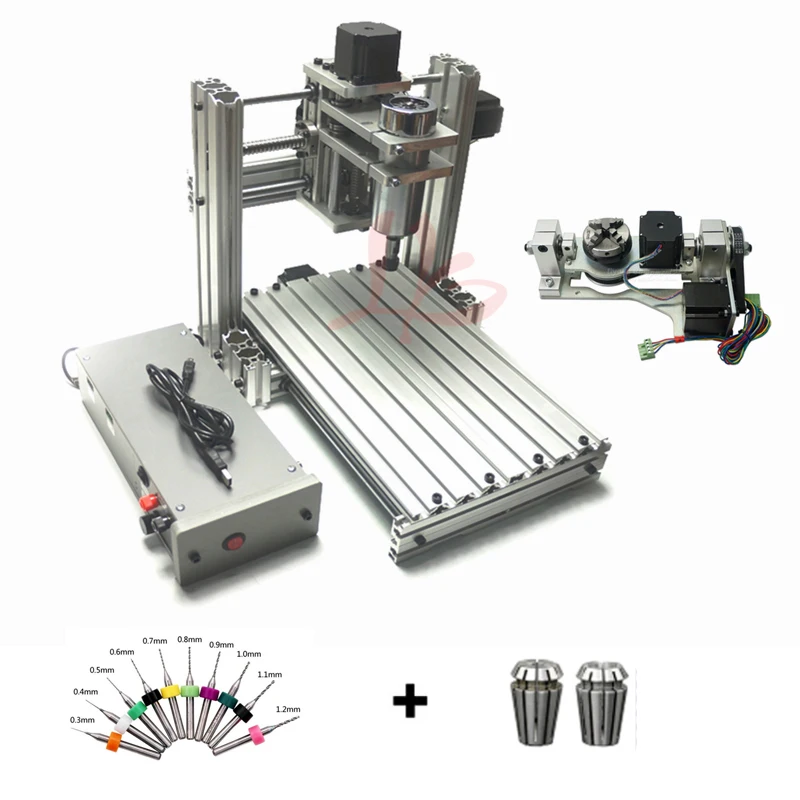 5 осевой фрезерный станок с ЧПУ DIY Mini 4020 металлический 3 4 для печатной платы