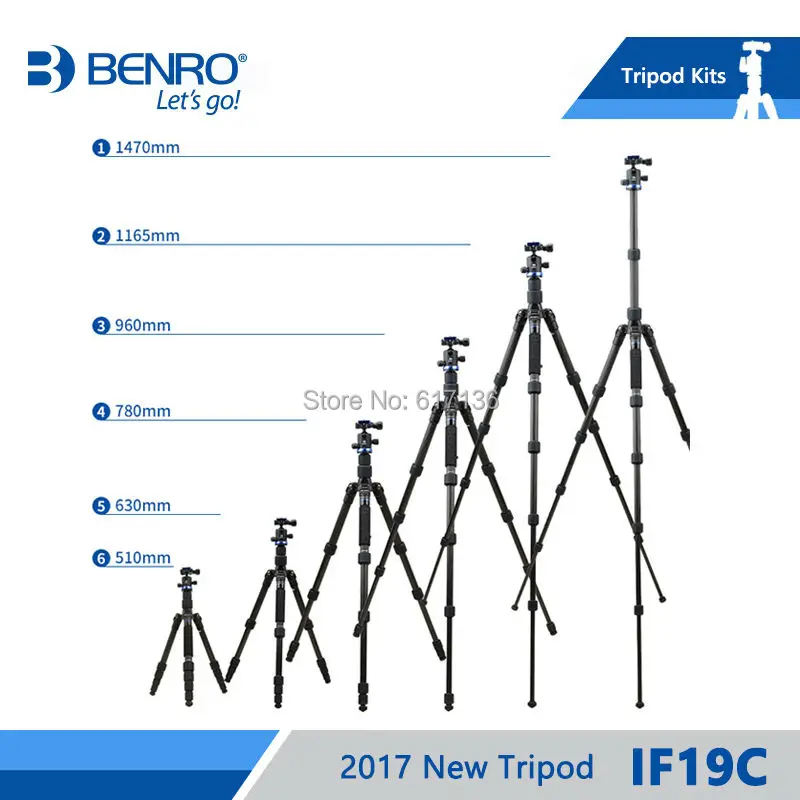 Benro IF19C штатив из углеродного волокна портативные дорожные штативы для камеры Reflexed Monopod 5 секций сумка для переноски Максимальная загрузка 8 кг DHL