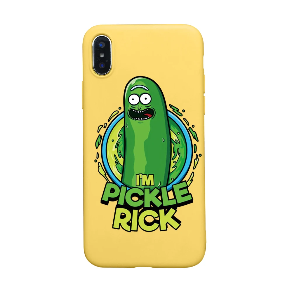 Милый чехол для телефона Rick marty Pickle для iphone 8, 7, 6, 6s Plus, 5S, SE, разноцветный мягкий чехол для телефона из ТПУ для iphone X, XS, XSMAX, XR, чехол - Цвет: yel-4565