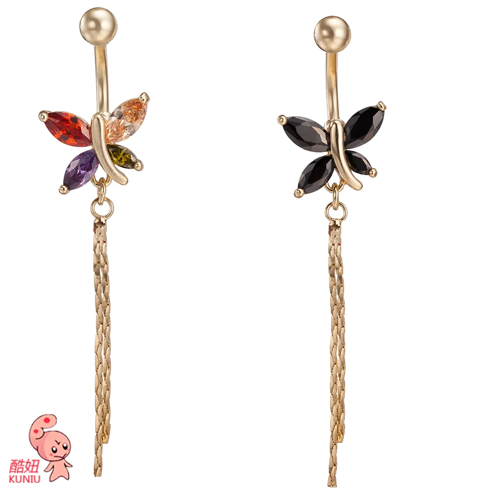 KUNIU New Fashion Woman s butterfly Belly Button Rings Bar Surgical Piercing Sexy Body font b