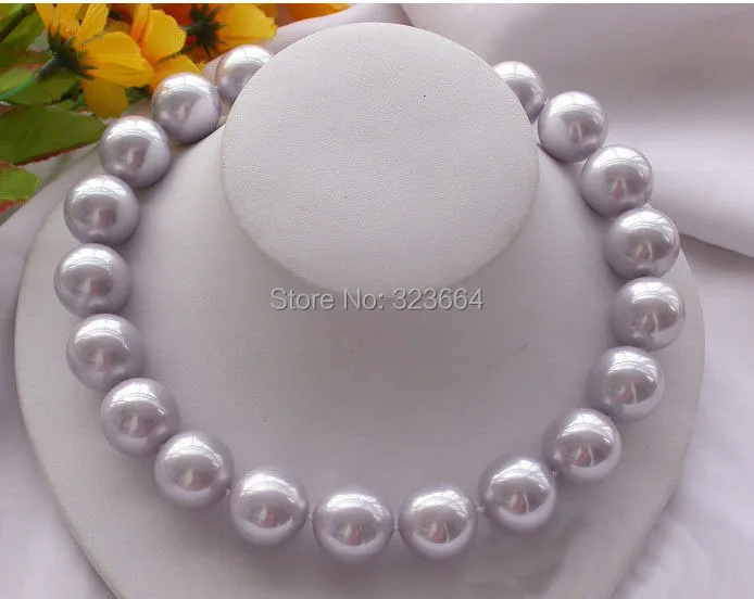 

HUGE 18" 16MM ROUND lavender SOUTHSEA SHELL PEARL NECKLACE
