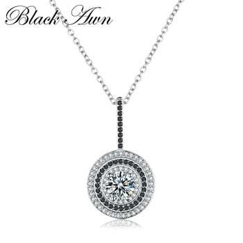 Classic Fine Genuine 100% 925 Sterling Silver Slide Necklace Women Jewelry Round Bijoux Femme Necklaces&Pendants P074