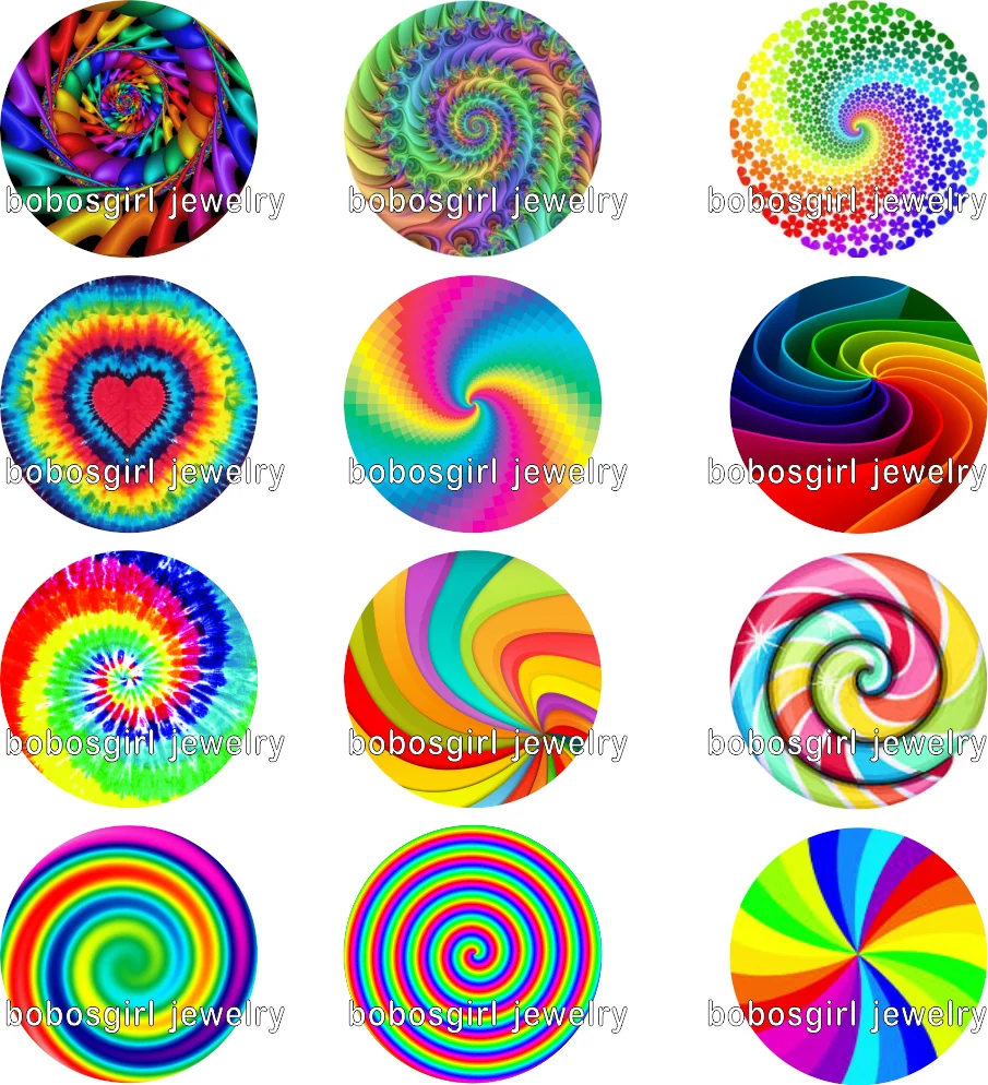 

Rainbow Rotate Color galss snap button Jewelry s photo Round cabochon flat back for GIRLS Gl450