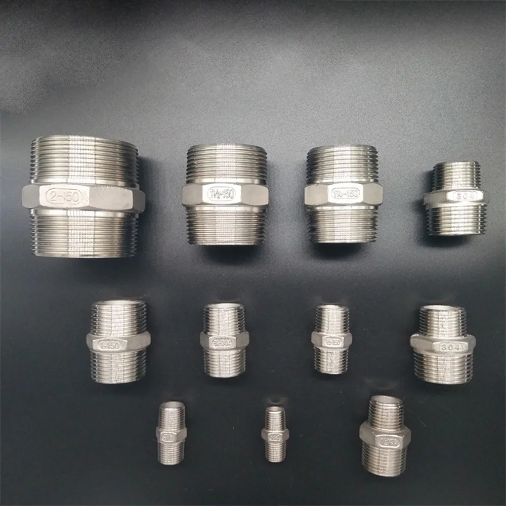 

1/8" 1/4" 3/8" 1/2" 3/4" 1" to 2" BSPT Euqal Male Hex Nipple 304 Stainless Steel Pipe Fitting Water Gas Oil