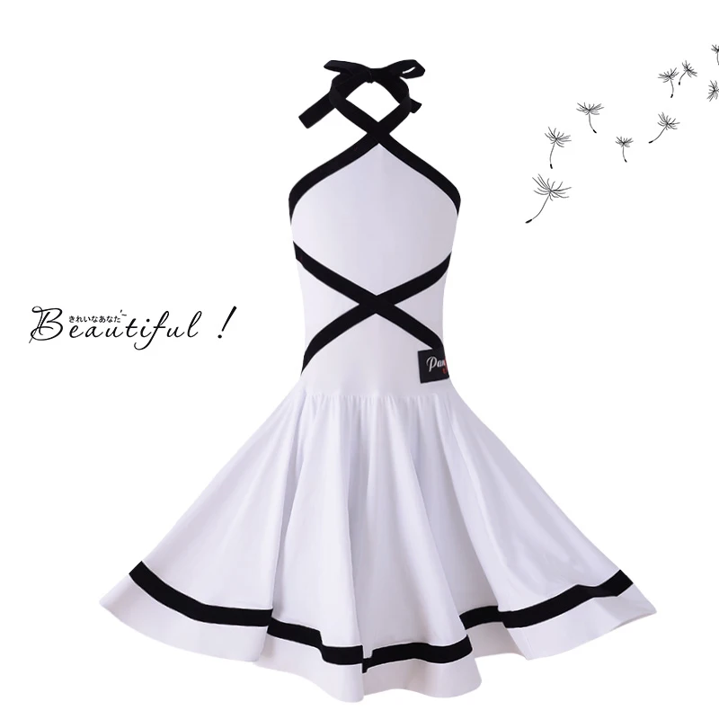 Новые удобные белые платье для танцев для девочек латинские танцы без рукавов спортивный одежда, костюмы для танцев; детская балетная пачка для девушек BL1690