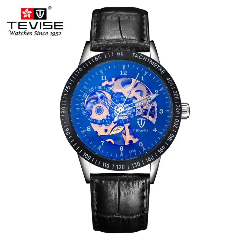 New Hollow Men Watches Top Brand Luxury Leather Strap Watches Business Casual Men Mechanical Watch Full