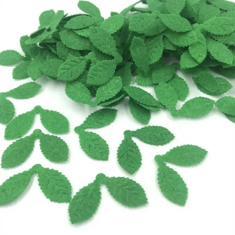 

DIY 200pcs Green LeavesFelt Appliques making decoration scrapbooking crafts 33mm