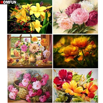 

HOMFUN 100% Full Square/Round Drill 5D DIY Diamond Painting "Color flower" 3D Embroidery Cross Stitch 5D Home Decor Gift BK008