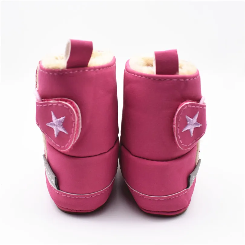 Для маленьких девочек теплая детская обувь новорожденных Впервые Уокер из искусственной кожи Водонепроницаемые зимние ботинки