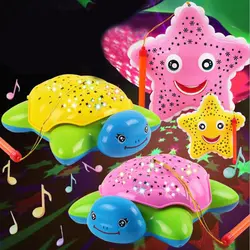 1 шт. красочные Портативный флэш-музыка мультфильм морская черепаха игрушки для детей освещение проекции детский сад игры подарок
