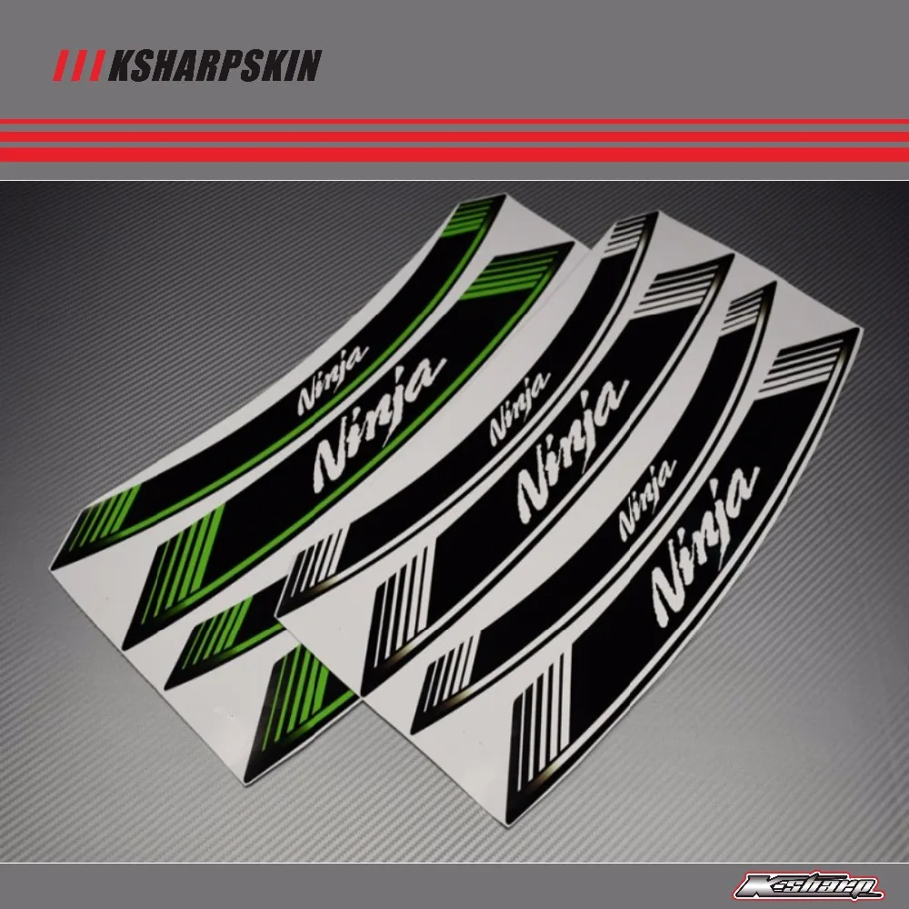 

8 X CUSTOM INNER RIM DECALS WHEEL STICKERS STRIPES STRIPS SPECIALS FIT KAWASAKI NINJA 250 300 400 600 650 1000 ALL