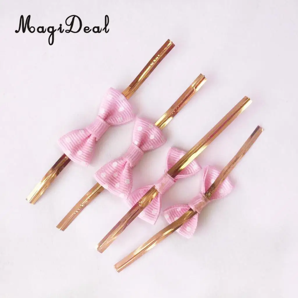 100pcs 12 Colors Metallic Twist Wire Tie Bowknot Candy Cookie Cake Cello Bag Wedding Party Favours 8cm Long 