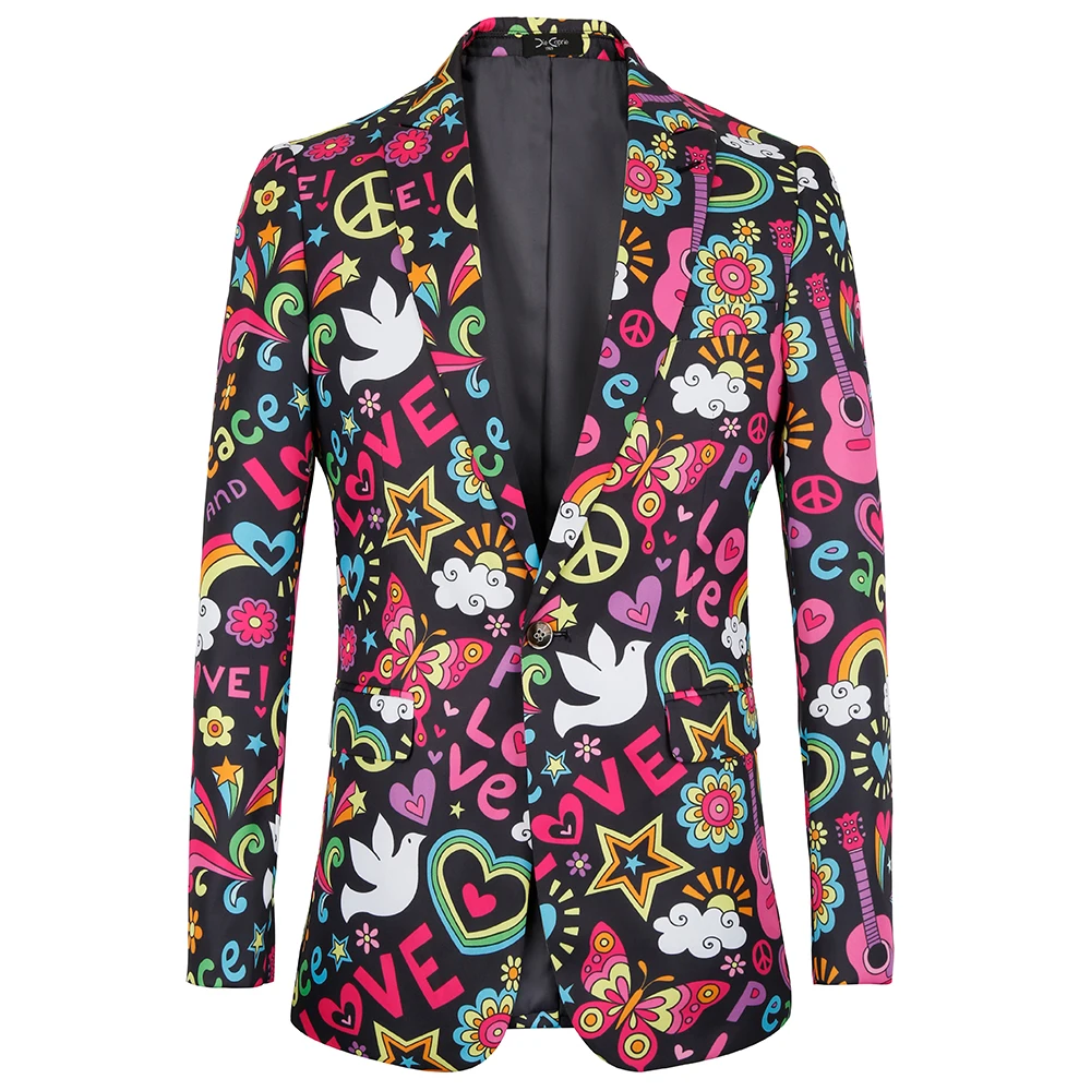 

PAULKONTE 2019 Hot Cartoon Print Mostly Male Blazer Fashion High Quality Nightclub Party Wedding Slim Fit Man's Jacket