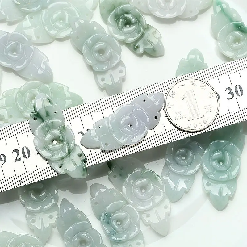 

5PCS Natural Grade A Jade (Jadeite) Flower Beads / Size:42mm (Wholesale,DIY)