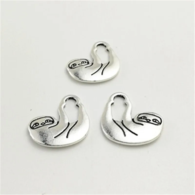 

High Quality 10 Pieces/Lot 16*18mm Antique silver bradypod bradypode sloth Animals Charm Pendant for DIY making Bracelet