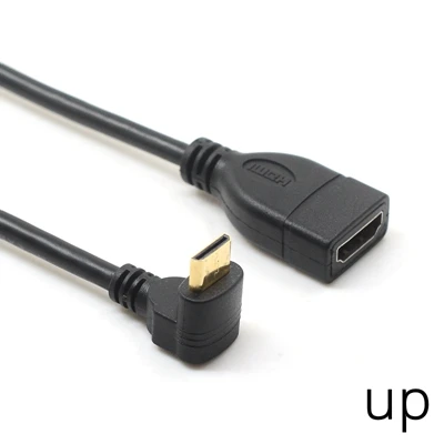 Вверх вниз правый угловой мини HDMI к HDMI Мужской к женскому кабелю 10 см для портативных ПК HDTV Тип C hdmi мини hdmi Угловой адаптер - Цвет: Up