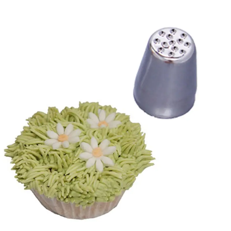 Cute Silver Grass Hair Icing Pastry Piping Nozzle Cake Cupcake Decorating Tip Tools Setin