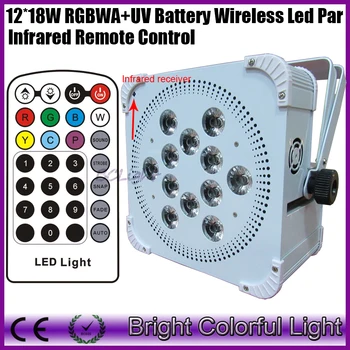 

One sample Led battery wireless dmx led uplights 12*18W RGBWA UV Battery wireless led par light with Infrared remote controller
