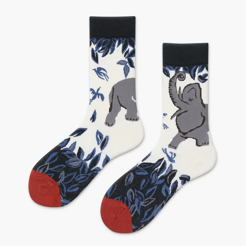 Большие цветочные носки удобные носки из хлопка для мужчин и женщин в европейском и американском стиле ретро Скейтбординг чулки чесаные хлопчатобумажные забавные носки - Цвет: 6