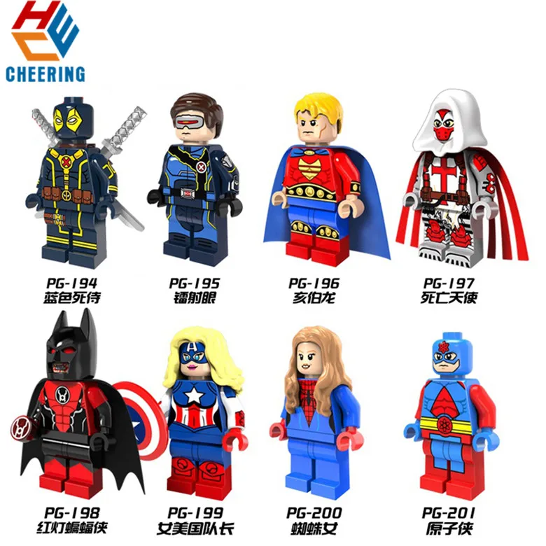 

Single Sale Building Blocks Super Heroes Red Light Batman Hyperion Female Captain Model Gift Bricks Figures For Kids Toys PG8056