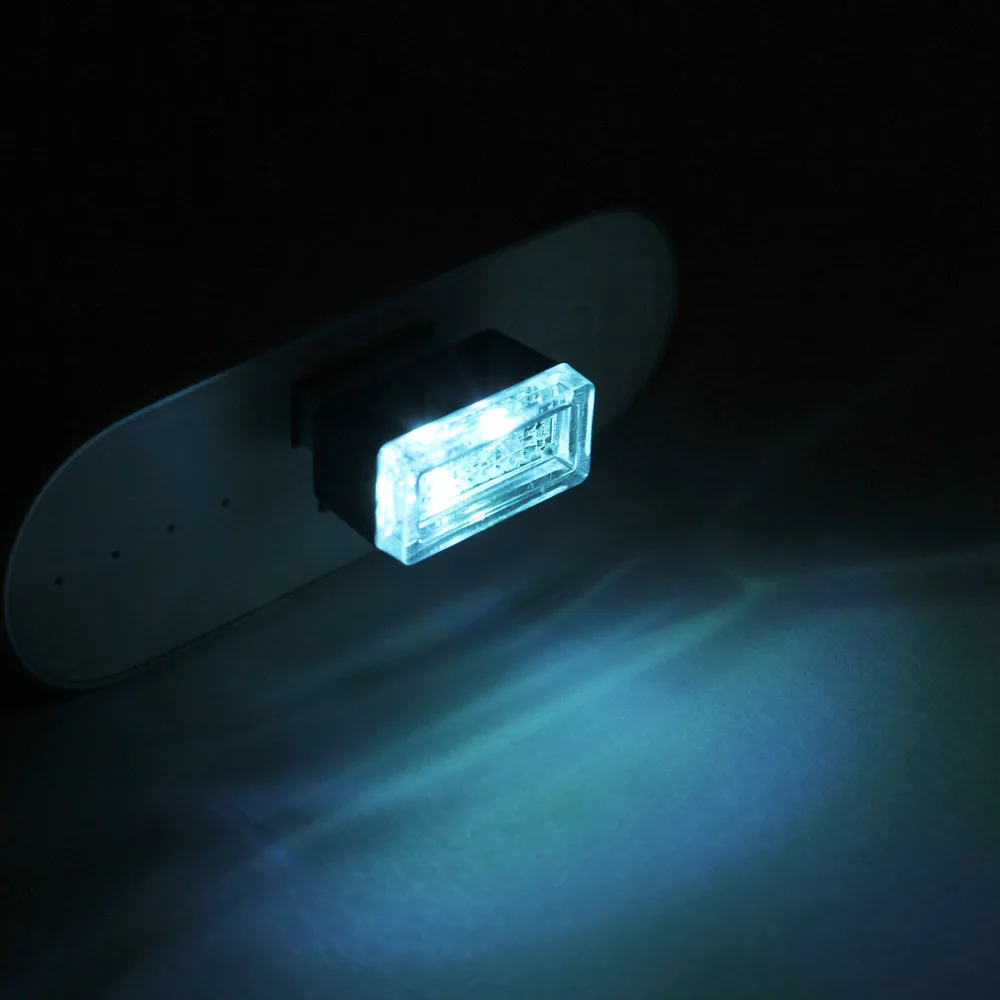 1 шт. 5 цветов Мини USB светодиодный Автомобильная атмосферная лампа DC 5 в авто украшение интерьера ночные светильники синий/белый/красный/розовый/кристалл - Испускаемый цвет: Кристально-синий