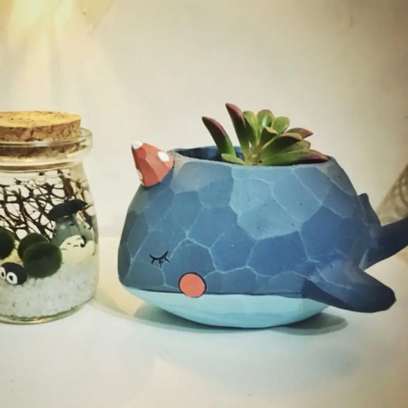 Горшок для цветов 1 шт. горшок растений с мультяшными животными Pote Resina Suculenta