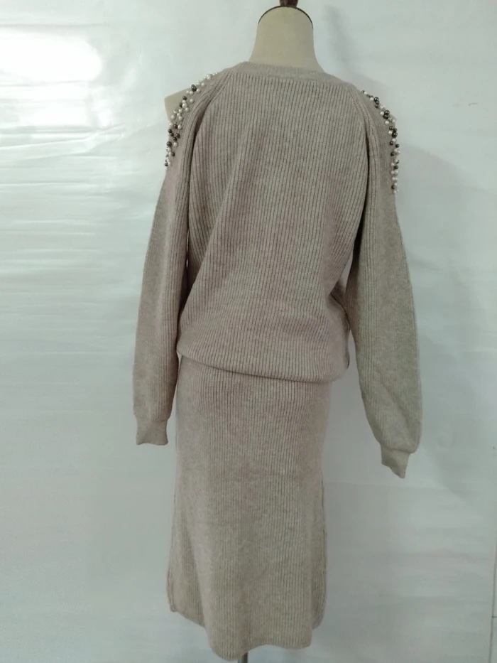 Cashmere knitted suits with skirt for women 21