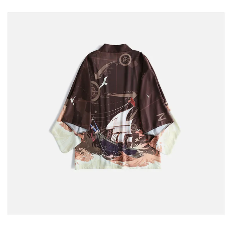 Women Chiffon Japanese Kimono Cardigan tunic Printed harajuku Sleeve Blouse Summer Shirts Beach Cover Up Tops Boho Loose Ladies