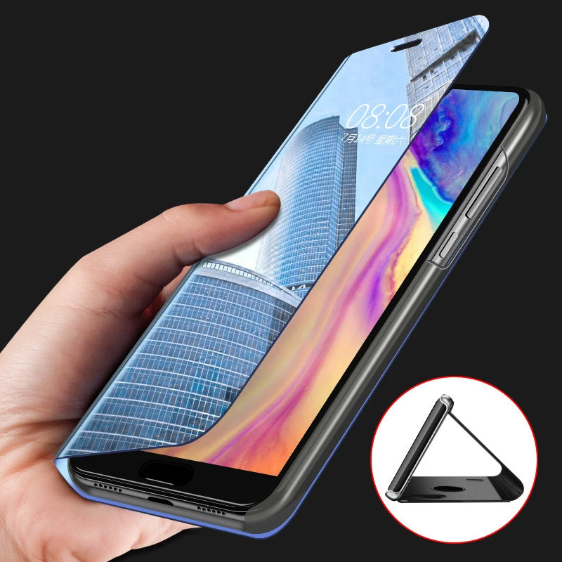 

Smart View Mirror Flip Wallet Case Honor 7S 7A 7C Pro 8X 9 10 Lite Y7 Y5 Y6 Prime 2018 for Huawei P Smart P20 Nova 3 3i Cover