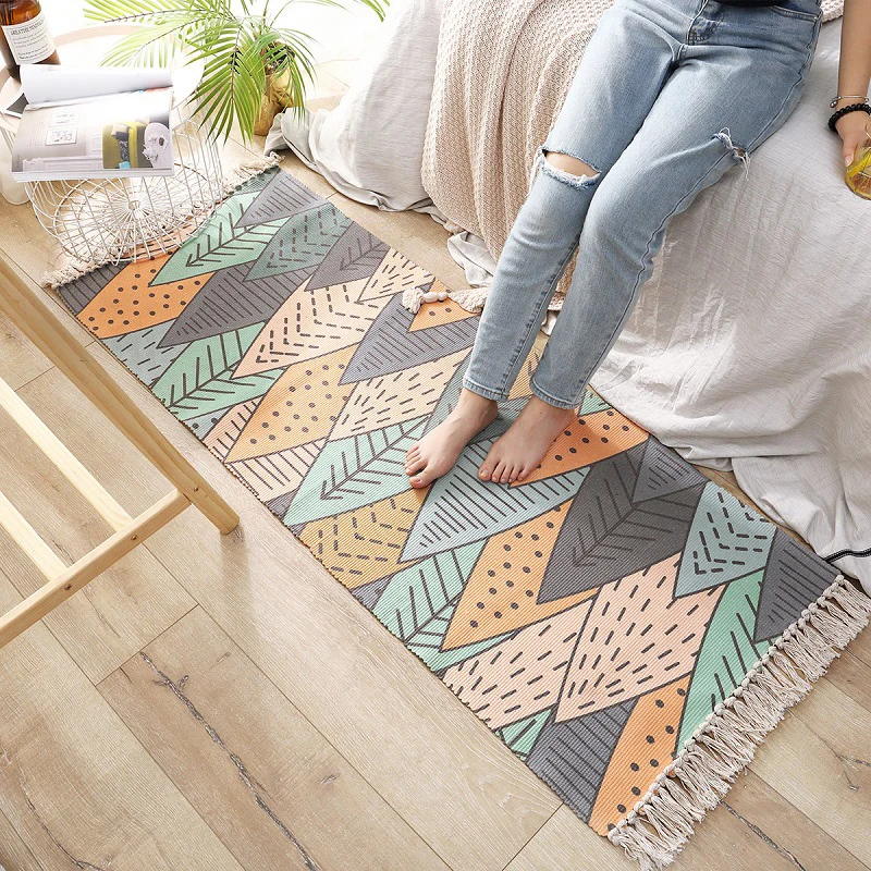 

Sun Forest Cotton Carpet Decorative Mat Contracted Fresh Mat Floor Carpet for Living Room Drop Shipping Multi Size Home