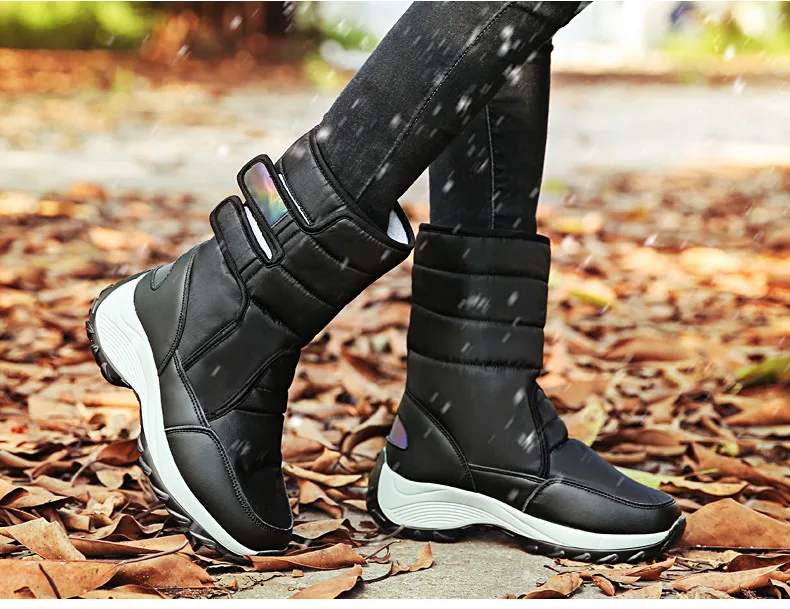 2019 Winter women snow boots women warm push ankle boots female high wedge waterproof Boots rubber hiking boots shoes (8)