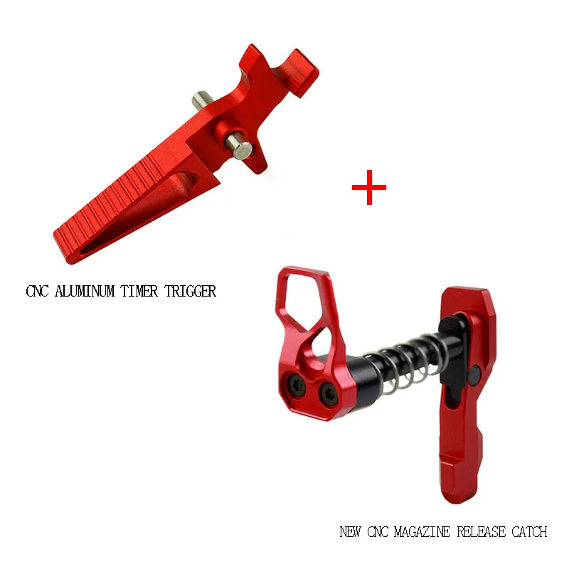 جديد IPSC CNC الألومنيوم الموقت الزناد و مجلة الإفراج الصيد والسلامة مفتاح جهاز انتقاء ليفر مجموعة ل M4/M16 الادسنس AEG الأحمر