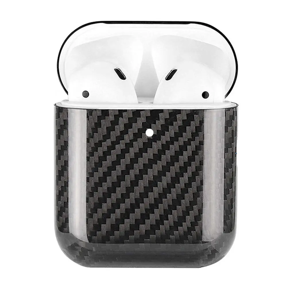 Online De fibra de carbono LED auricular caso para los AirPods de Apple 2 caso de fibra de carbono de la cubierta de los casos auriculares Accesorios
